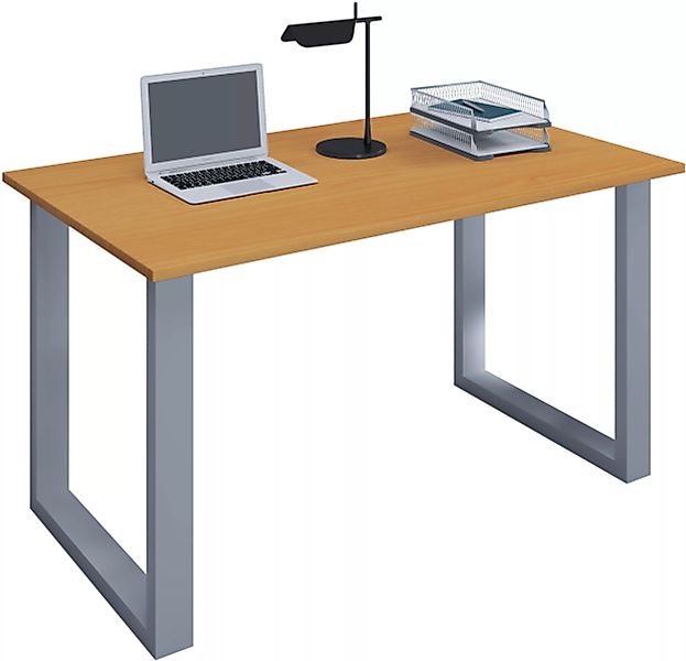 Schreibtisch VCM Lona 80x50 U-Fußgestell - Buche/Silber günstig online kaufen