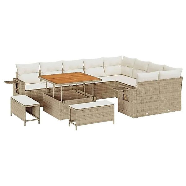vidaXL Gartensofa-set mit Kissen 12-Tlg Beige und Creme Poly-Rattan 3363726 günstig online kaufen