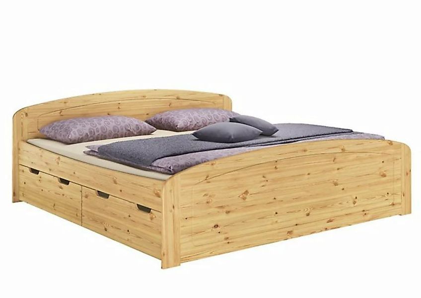 ERST-HOLZ Bett Funktionsbett 200x200 Kiefer mit 3 Bettkästen + Federleisten günstig online kaufen