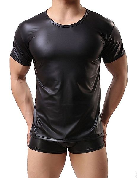 Lau-Fashion T-Shirt Leder Wetlook Unterwäsche Kurzarm günstig online kaufen