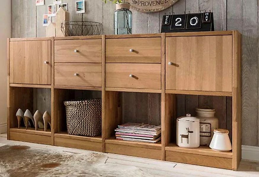 Home affaire Sideboard »Ecko«, aus massivem Wildeichenholz, Breite 181 cm günstig online kaufen
