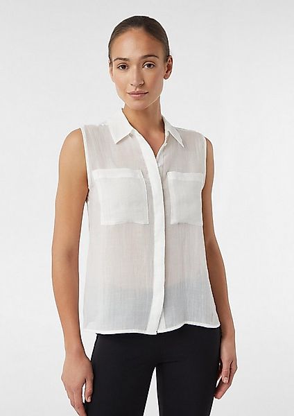 comma Blusentop Bluse Ärmellose Ramie-Bluse mit aufgesetzten Taschen günstig online kaufen