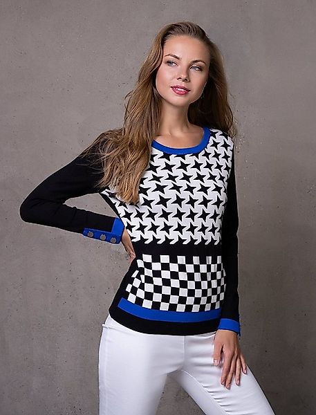 Passioni Strickpullover Pullover mit Sternen- und Karomuster günstig online kaufen