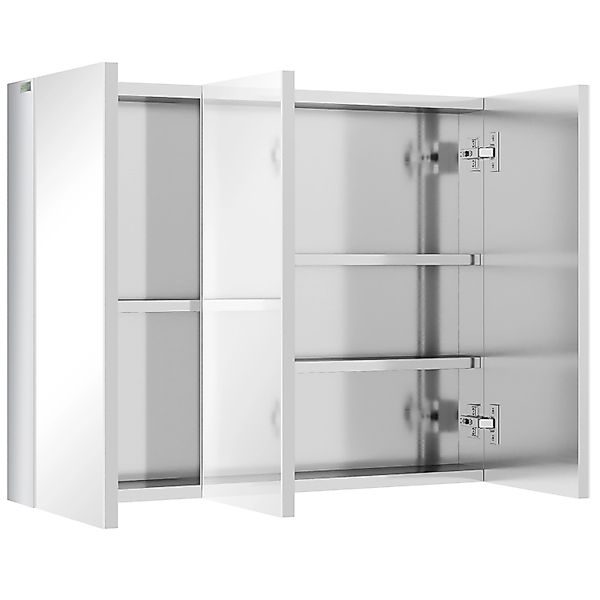 Kleankin Spiegelschrank mit 5 Ablagen 3 Glastüren Edelstahl 70 x 12 x 55cm günstig online kaufen
