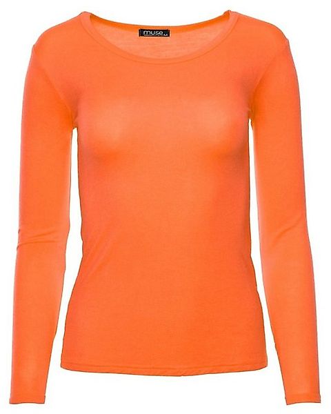 Muse Rundhalsshirt Basic Rundhals Langarmshirt Skinny Fit 1093 günstig online kaufen