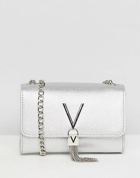 Valentino Bags – Divina – Umhängetasche in Silberfarbton mit Umschlag und Q günstig online kaufen