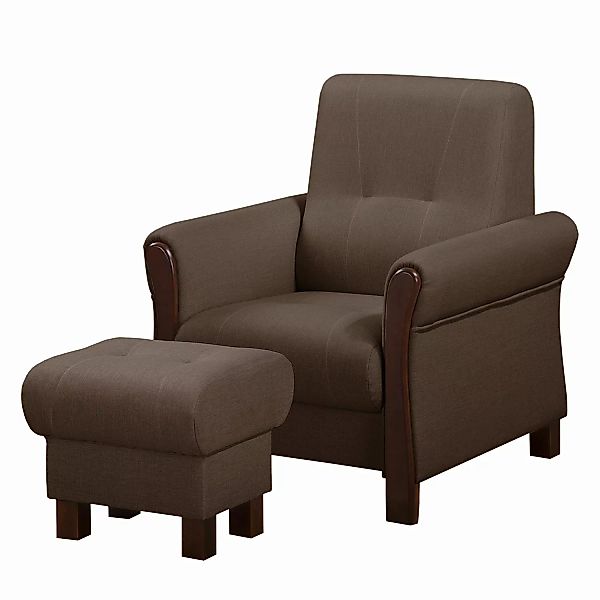 home24 Modoform Sessel Outwell Braun Strukturstoff mit Hocker 80x100x85 cm günstig online kaufen