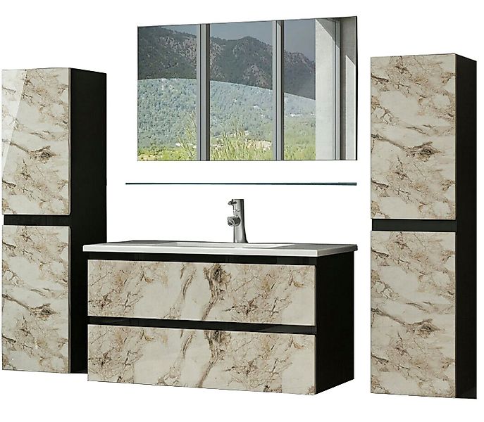 Homeline Badmöbel-Set Cobra badmöbel Set hochschränke Spiegel Keramik Becke günstig online kaufen