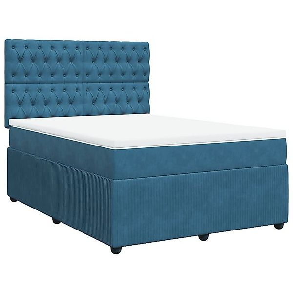 vidaXL Bett Boxspringbett mit Matratze Blau 140x200 cm Samt günstig online kaufen