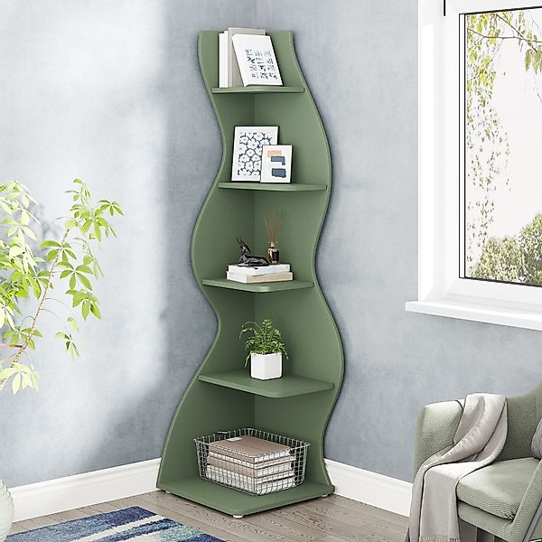 Tribesigns Eckregal 5-stöckiges Wand-Eck-Bücherregal, Ecke Bücherregal günstig online kaufen