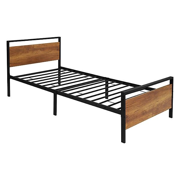 ML-Design Metallbett 90x200cm mit Lattenrost Holz-Kopf und Fußteil Schwarz- günstig online kaufen