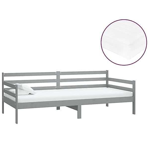 vidaXL Tagesbett mit Matratze 90x200 cm Grau Kiefer Massivholz867111 günstig online kaufen