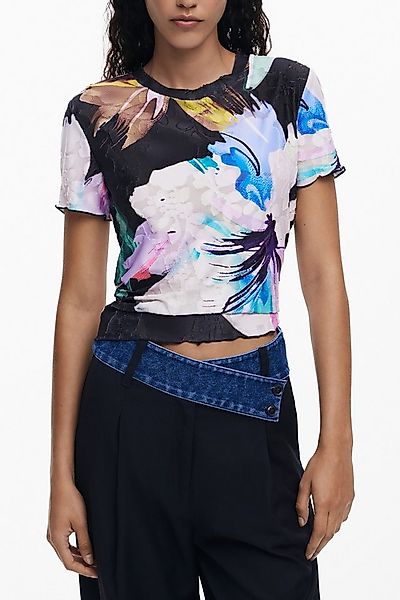 Desigual T-Shirt Damen Kurzarm T-Shirt Schwarz mit Kontrastdetails günstig online kaufen