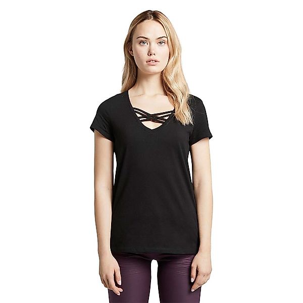 Tom Tailor Organic With Laces Kurzärmeliges T-shirt 2XL Deep Black günstig online kaufen