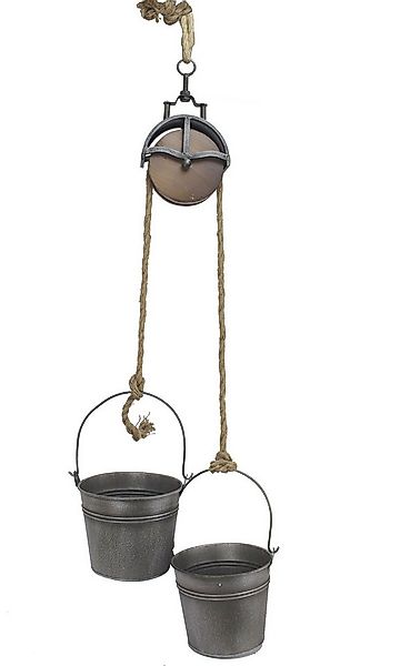 DanDiBo Blumenampel Metalleimer mit Umlenkrolle Deko Set Silber Grau MB27 S günstig online kaufen