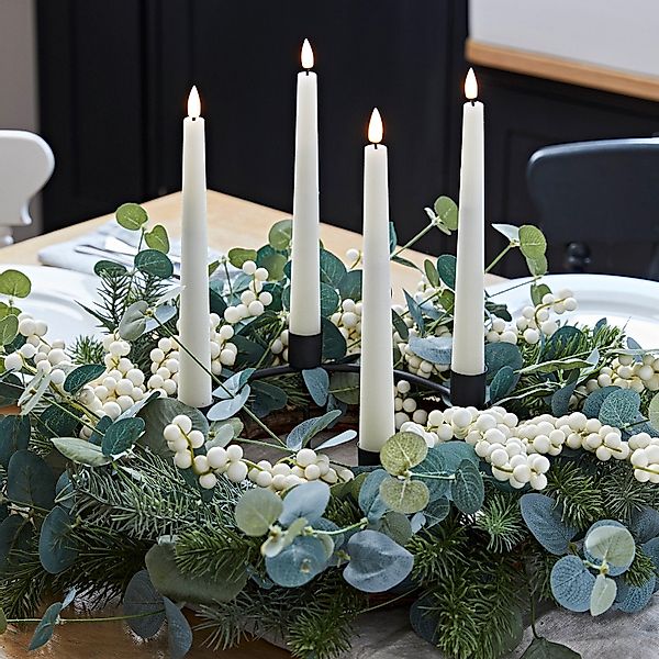 Kerzenständer Tischdeko mit 4 TruGlow® LED Stabkerzen Echtwachs inkl. Fernb günstig online kaufen