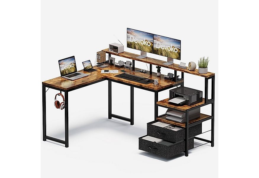 HOMALL Gamingtisch Schreibtisch mit USB L-förmiger Ecktisch 140/160cm (Mit günstig online kaufen