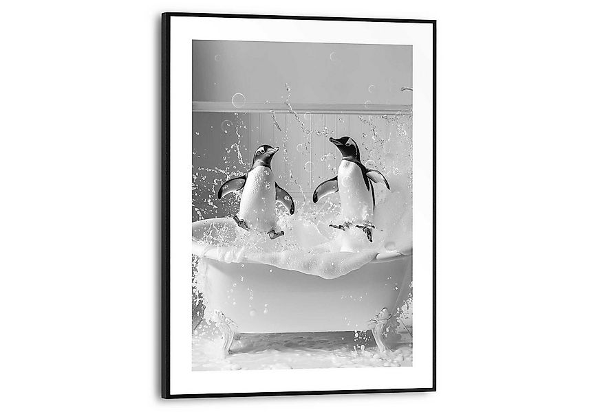 Reinders! Poster Penguin Splash, Toilette - Schwarz-Weiß - MDF - Tiere - 30 günstig online kaufen