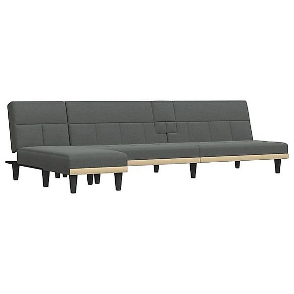 vidaXL Sofa Schlafsofa in L-Form Dunkelgrau 255x140x70 cm Stoff Chaiselongu günstig online kaufen