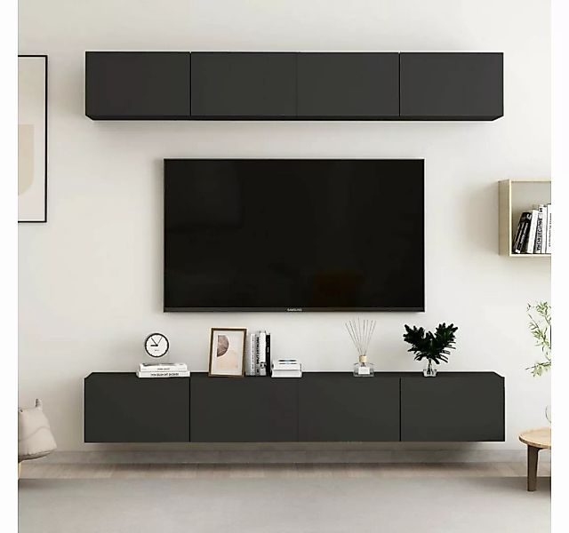 furnicato TV-Schrank TV-Schränke 4 Stk. Schwarz 100x30x30 cm Holzwerkstoff günstig online kaufen