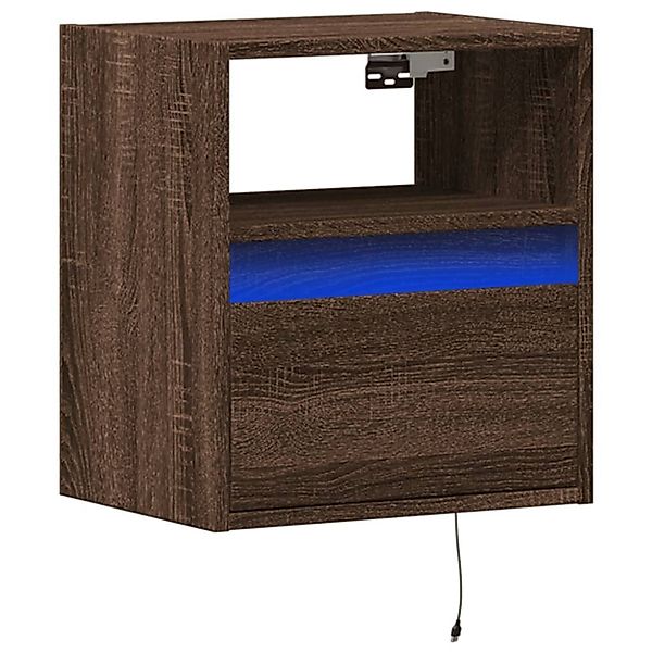 vidaXL Nachttisch Wand-Nachttisch mit LED-Leuchten Braun günstig online kaufen