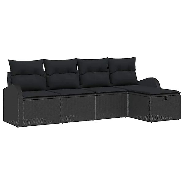 vidaXL Garten-Sofa-Set mit Kissen 5-Tlg Schwarz Poly Rattan 3360394 günstig online kaufen