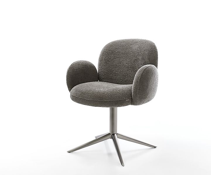 Drehstuhl Nube-Flex mit Armlehnen Bouclé Soft Schlamm Fußkreuz Graphit 360° günstig online kaufen