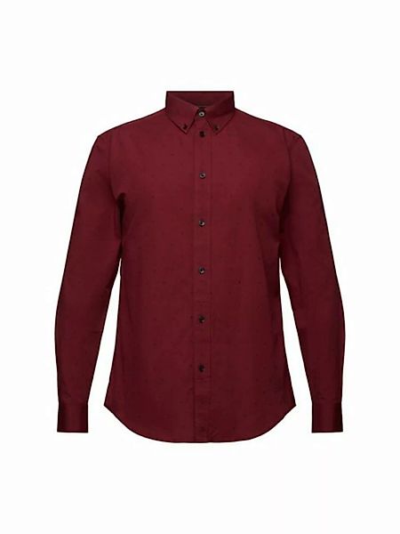 Esprit Langarmhemd Schmal geschnittenes Baumwollhemd mit Stickerei günstig online kaufen