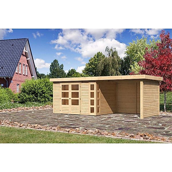 Karibu Holz-Gartenhaus Sölve Natur Flachdach Unbehandelt 298 cm x 242 cm günstig online kaufen