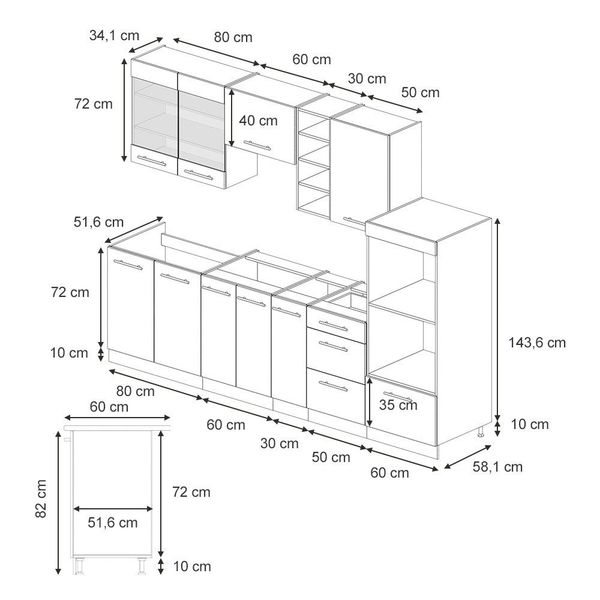 Vicco Küchenzeile Fame-Line, Dunkelgrau/Anthrazit, 280 cm, günstig online kaufen