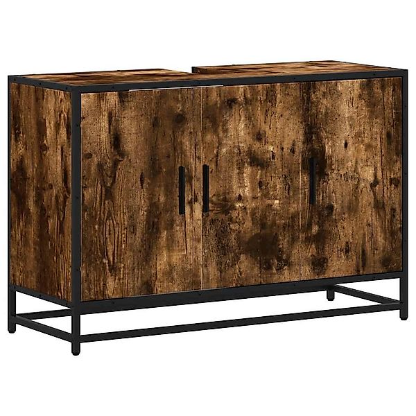 vidaXL Badezimmer-Set Waschbeckenunterschrank Räuchereiche 90x33x60 cm günstig online kaufen
