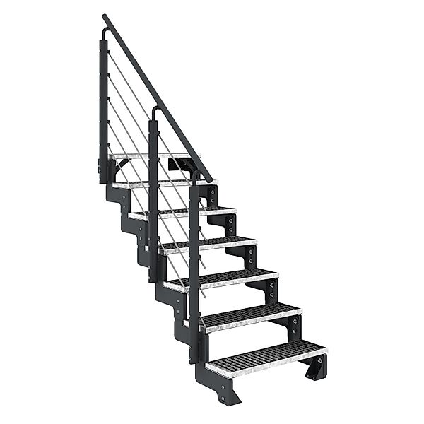 Dolle Außentreppe Gardentop Anthrazit 7 Gitterroststufe 100 cm inkl. Geländ günstig online kaufen