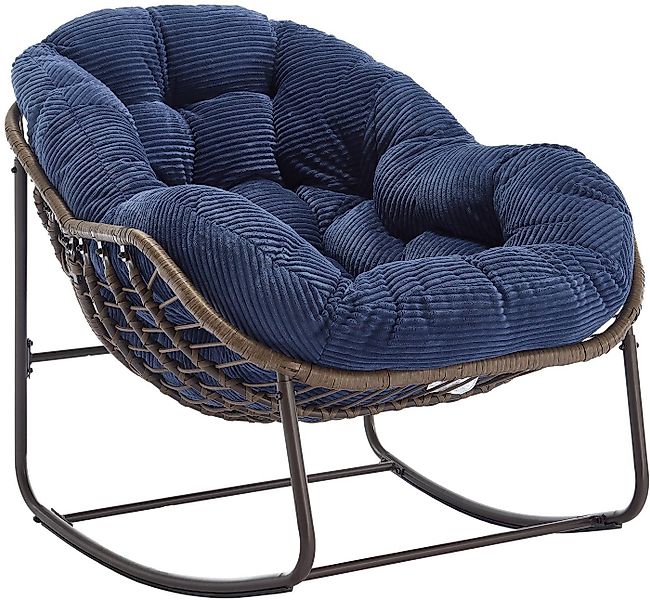 LVHOM Schaukelstuhl mit gepolstertem Kissen, Rattanstuhl mit Stahlrahmen, L günstig online kaufen
