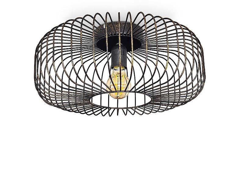 hofstein Deckenleuchte »Pieris« runde Deckenlampe aus Metall in Schwarz/Gol günstig online kaufen