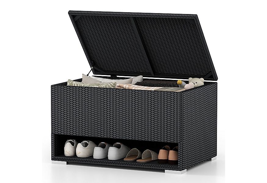 COSTWAY Auflagenbox, Gartenbox wetterfest mit Schuhregal 186L, Rattan günstig online kaufen