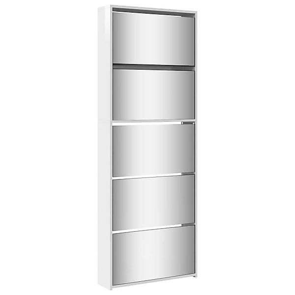 vidaXL Schuhschrank mit Spiegel 5 Fächer Hochglanz-Weiß 63x17x169,5 cm 3228 günstig online kaufen