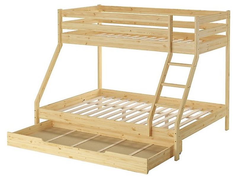 ERST-HOLZ Etagenbett Doppel-Etagenbett 90 x 200 / 140 x 200 Kiefer Masssivh günstig online kaufen