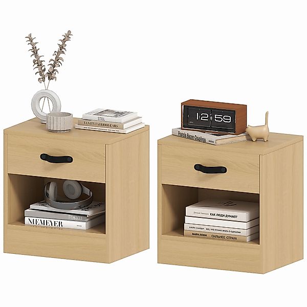 HOMCOM Pack von 2 Nachttische Nachttische Schlafzimmer Schmal mit Schublade günstig online kaufen