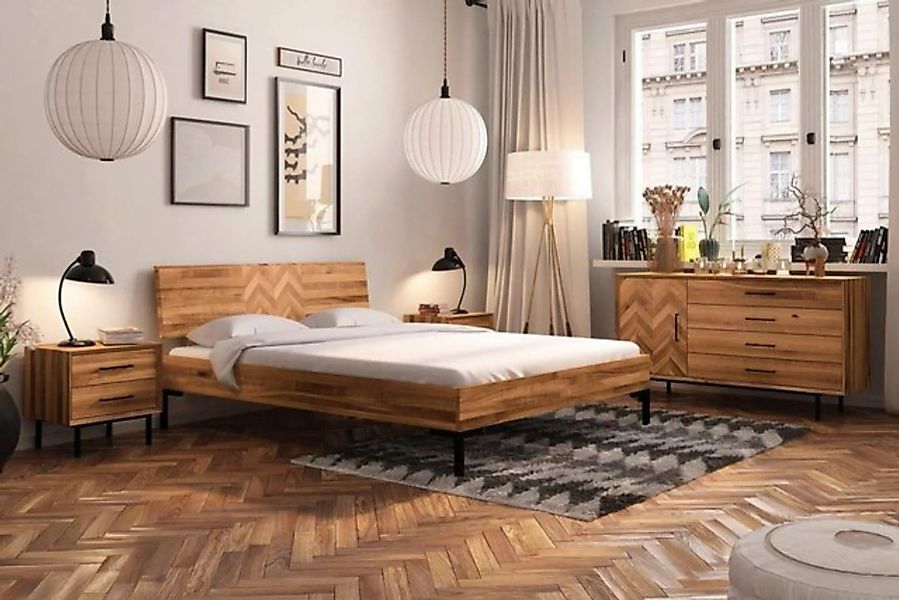 Natur24 Einzelbett Bett Seiba 2 Sonderlänge 160x220 Wildeiche Holzkopfteil günstig online kaufen