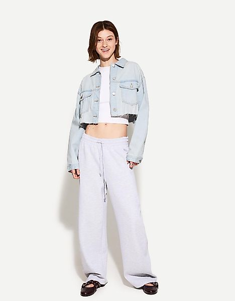 Bershka Cropped-Jeansjacke Damen 10-12 Hellblau günstig online kaufen