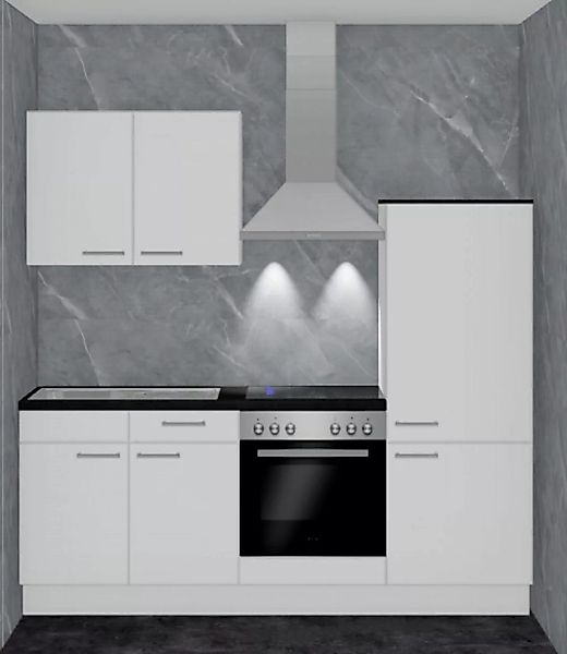 Einbauküche MANKALOOK 6 Alpinweiß - Schränke montiert/ Küchenzeile 240 cm m günstig online kaufen