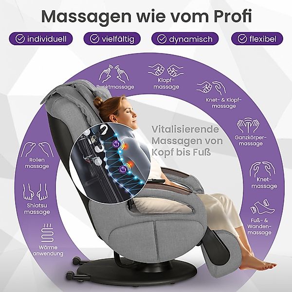 Massagesessel »Komfort Deluxe« mit Aufstehhilfe, Stoff graumeliert günstig online kaufen