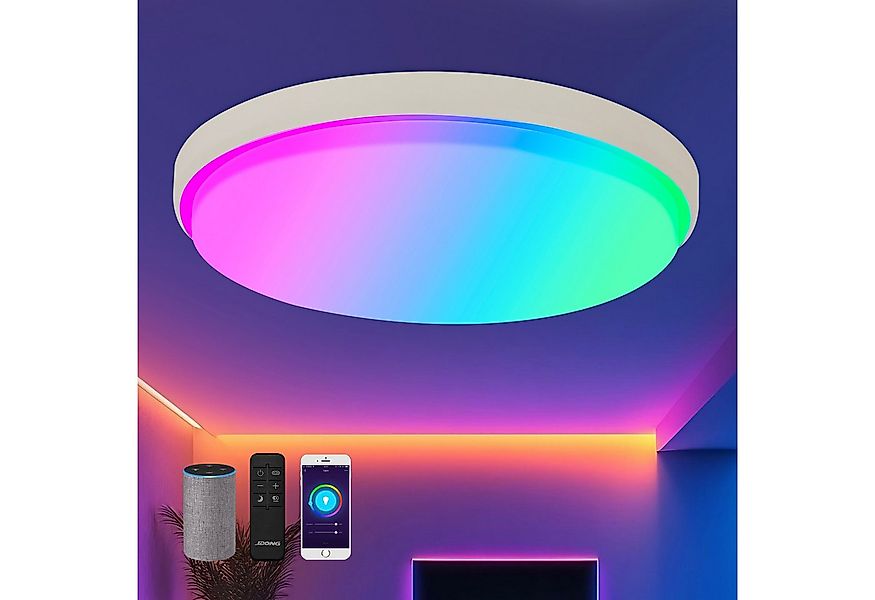 JDONG Deckenleuchte LED 30/40/50CM, RGB Deckenleuchte Rund 3000K-6500K, Led günstig online kaufen