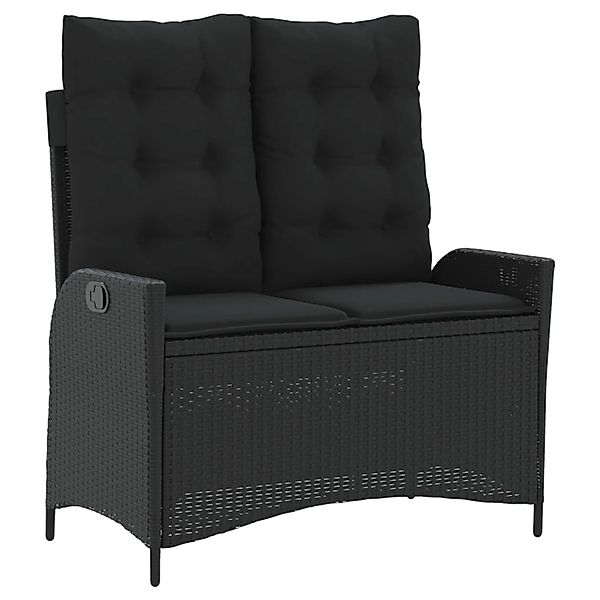 furnicato Gartenbank Verstellbar mit Kissen Schwarz Poly Rattan günstig online kaufen