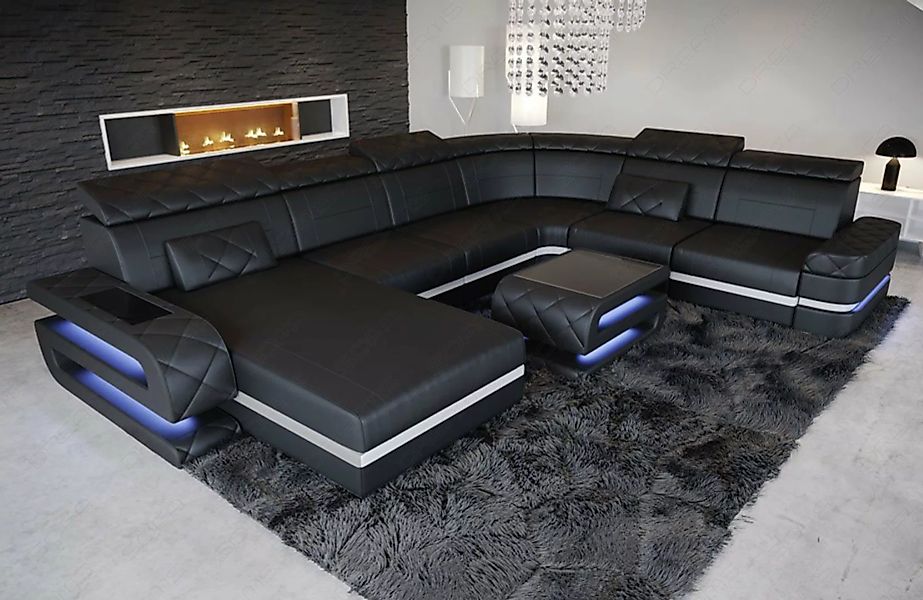 Sofa Dreams Wohnlandschaft Ledersofa Bologna XXL U Form Leder Sofa, Couch, günstig online kaufen