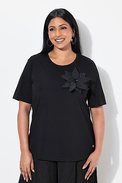 Ulla Popken T-Shirt T-Shirt Blüten-Brosche Classic günstig online kaufen