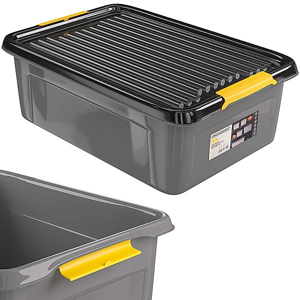 Aufbewahrungsbox Grau/Anthrazit 58x39x16cm stapelbar günstig online kaufen