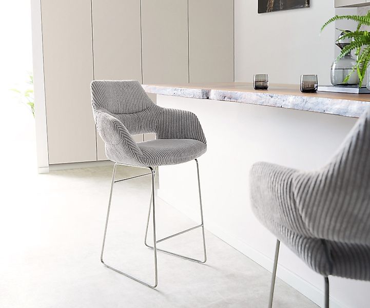 DELIFE Barhocker Yago-Flex, Kufengestell Edelstahl Cord günstig online kaufen