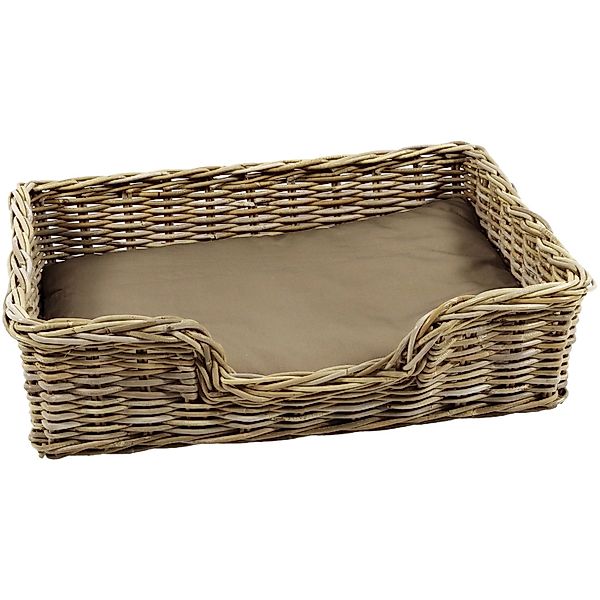 Kobolo Hundekorb aus Stabilem Rattan Geflochten mit Kissen Gr M 81Lx62B cm günstig online kaufen