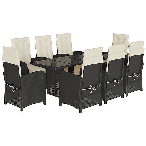 vidaXL 9-Tlg Garten-Essgruppe mit Kissen Schwarz Poly Rattan 3212487 günstig online kaufen